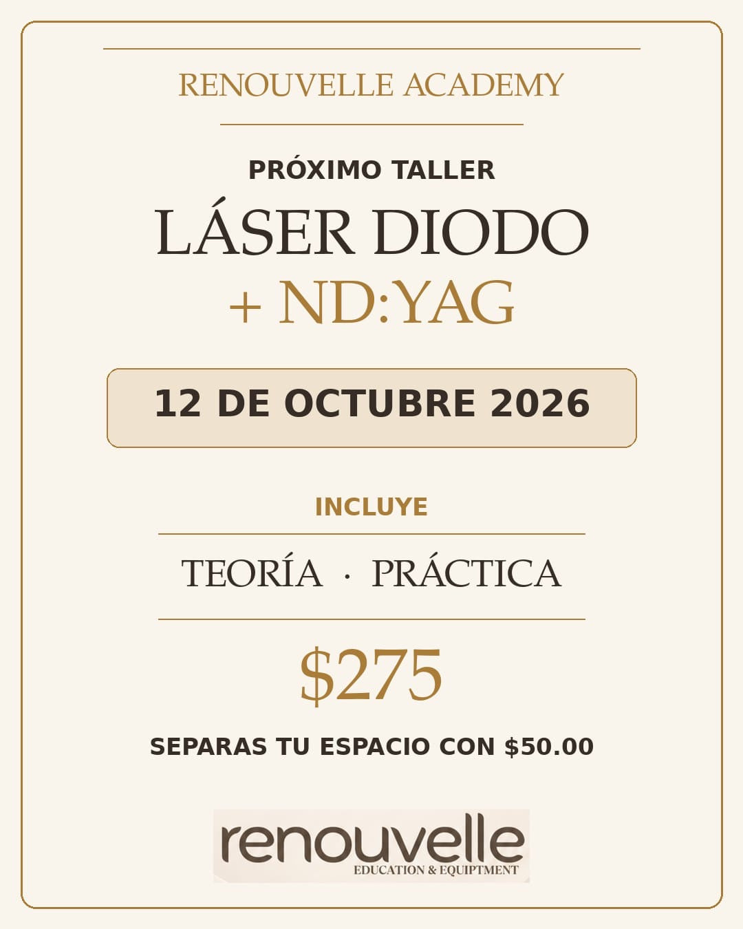 Adiestramiento de Laser Diodo + ND:Yag 12 Octubre 2026