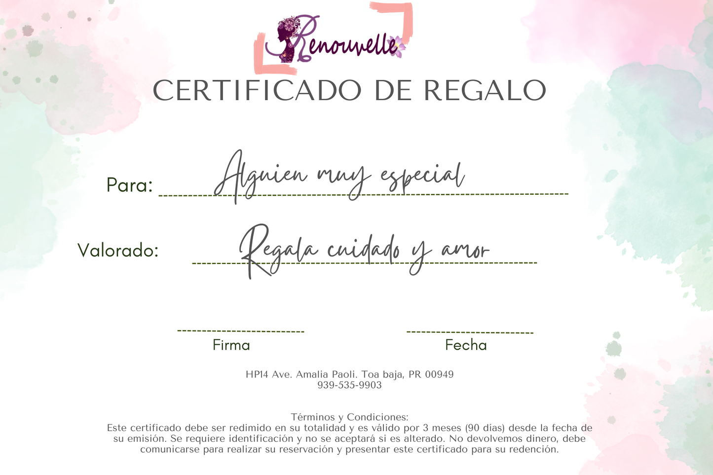 Tarjeta de Regalo Renouvelle Esthetic